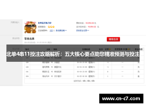 北单4串11投注攻略解析：五大核心要点助您精准预测与投注